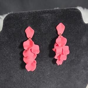 Pink Geometric Chandelier Earrings